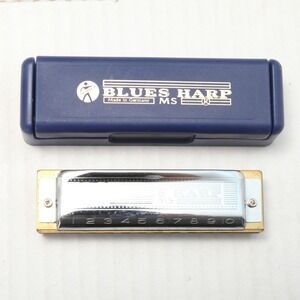 Hohner Blues Harp MS Diatonic Harmonica Silver Square Hole Case Made In Germany